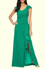 Eliza J Jade Green Ruffle Front Sleeveless Ruched Dress Gown Size 20W $219