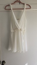 flora nikrooz made in USA ivory white babydoll nightie small nightgown 33" long