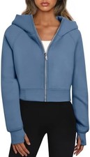 Women Zip Up Hoodies Jackets Cropped Sweatshirts Fleece Fall Outfits Casual Tops