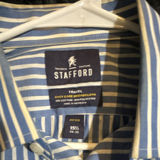 Stafford Easy Care Broadcloth Striped Fitted Dress Shirt 15.5 34-35