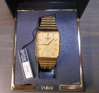 Pulsar by Seiko V321-5009 Gold Tone Tank Quartz Watch New Old Stock Vintage
