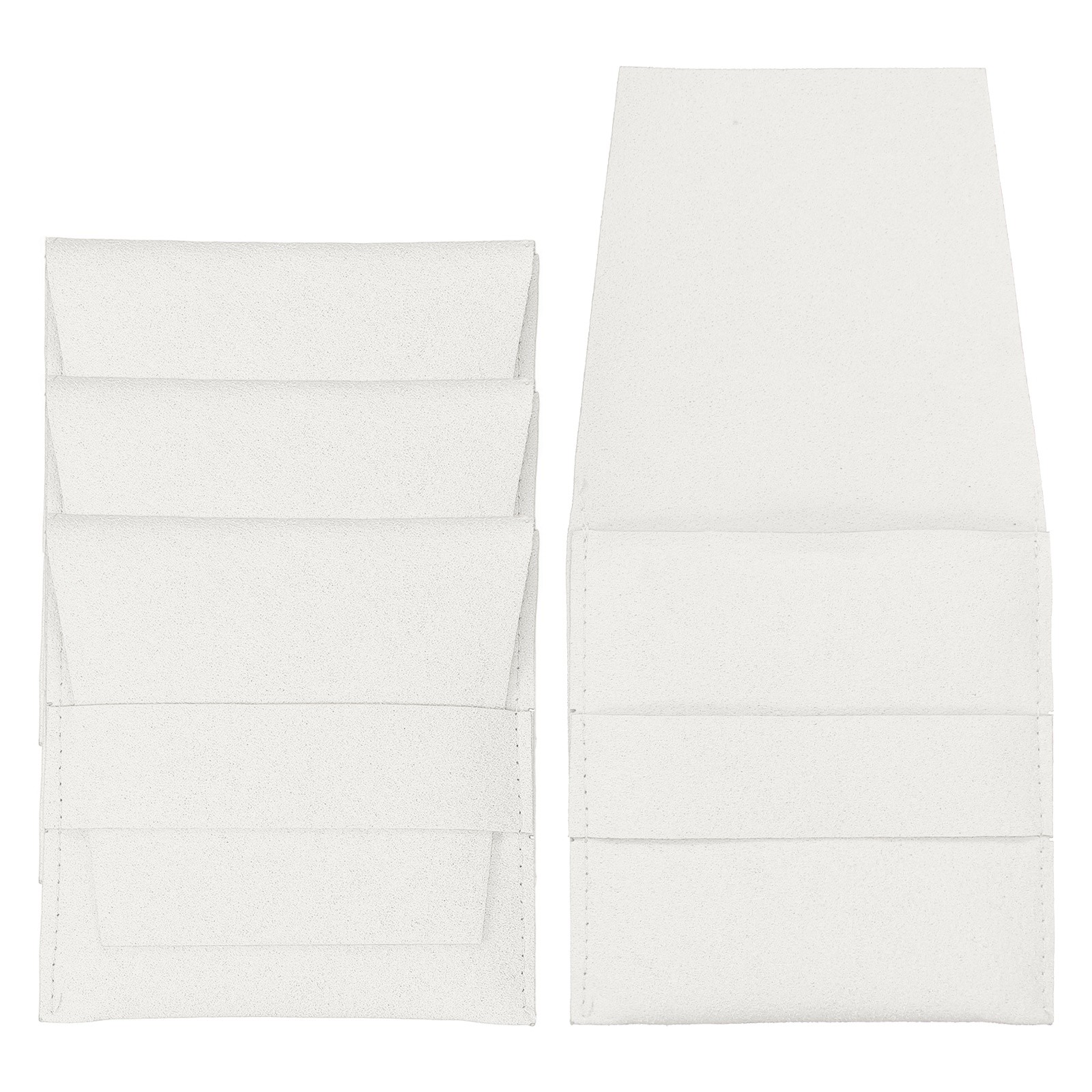 4 Pcs Microfiber Jewelry Pouches with Band, 3.1x3.1 Inch White
