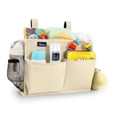 Bedside Caddy Hanging Organizer Storage Bag Pocket for Bunk, Small Beige