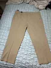 Men's Regular Fit Straight Leg Full Length Adidas Golf Khaki Pants size 42 30
