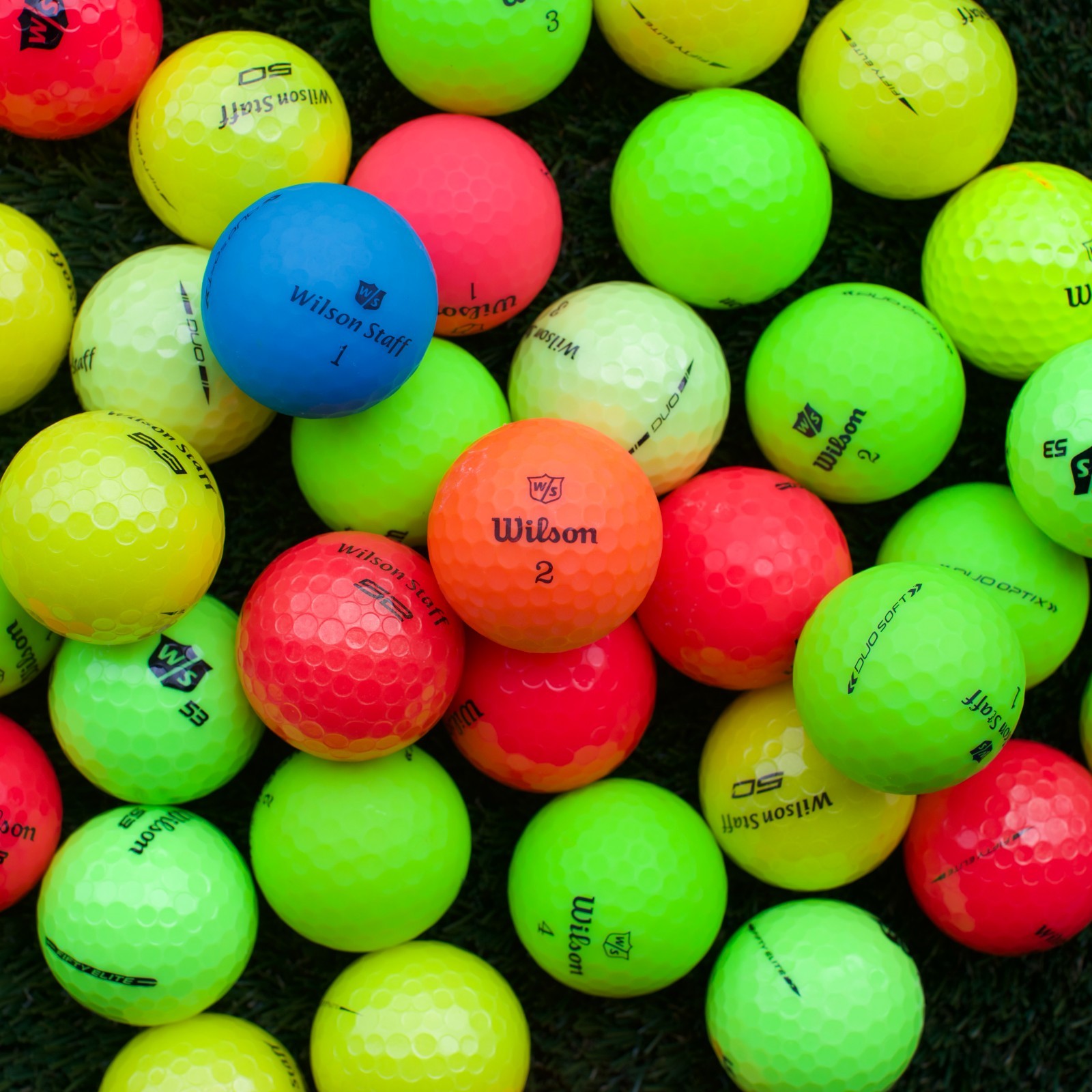 50 Wilson Staff Assorted Color Premium Used Golf Balls Near Mint 5A/4A Quality
