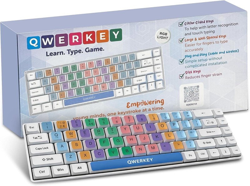 Colour Coded Keyboard for Kids - Perfect for Learning, Typing, Gaming, Dyslexia