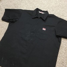 Vintage Ben Davis Work Shirt Mens XL Black Twill Half Zip Short Sleeve USA Made