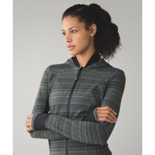 Lululemon Daily Practice Jacket Full Zip Pockets Green  Black SIZE 6 Orig 118