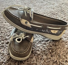 Nice Womens Sperry Top-Sider Angelfish Boat Shoes Gray Sparkle US Sz-8M
