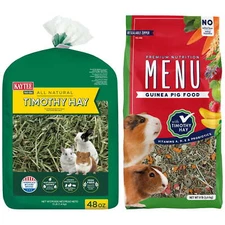 Kaytee Timothy Hay, 48 Oz & Menu Premium Guinea Pig Food, 8LB