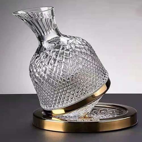 High Grade Crystal Glass 360 Rotating Decanter Tumbler 1500ml Decanter Wine - Picture 10 of 13