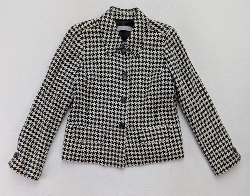 Liz Claiborne Women's Jacket Size L Black White Woven Houndstooth Blazer - Picture 2 of 12