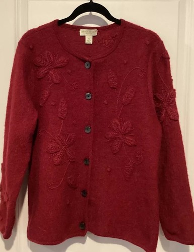APPLESEEDS Womens Embroidered Cardigan PLPetite in Size Large - Picture 3 of 4