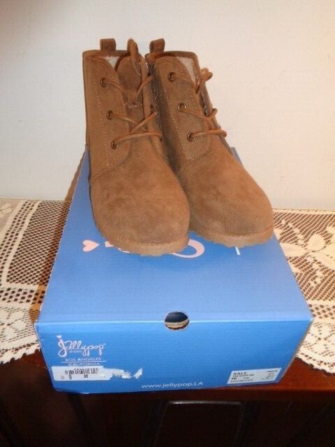 Jellypop Women's 9M Tan Suede Kale Short Boots with Laces NEW in