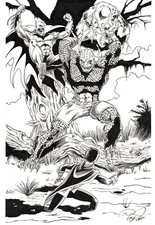 Batman & Robin vs. Killer Croc Original Art