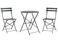 Balkonset Metall Schwarz 3-Teilig Tisch Rund Mit 2 StüHlen Klappbar Modern Fiori