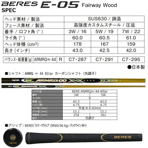 HONMA BERES E-05 4Star GP Fairway wood 3W 16deg R-Flex ARMRQ ∞ 44 4S - Picture 3 of 8