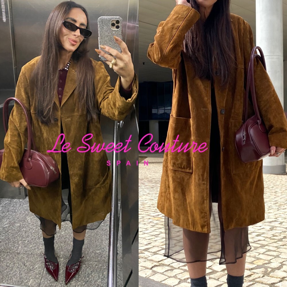 ZARA WOMAN SS25 100% SUEDE LEATHER COAT BROWN LIMITED ZARA WOMAN SS25 100% SUEDE LEATHER COAT BROWN LIMITED
