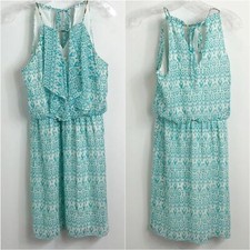 Bisou Bisou sleeveless midi dress, flutter front, spaghetti straps, size 6