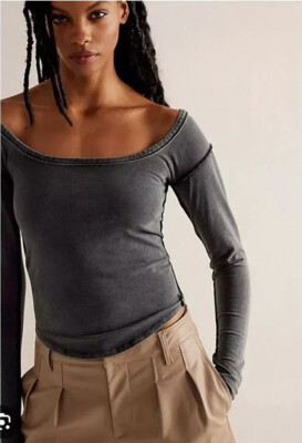 Free People Cant Let Go entspanntes cooles T-Shirt Top, schwarz, Small, UVP 34 $