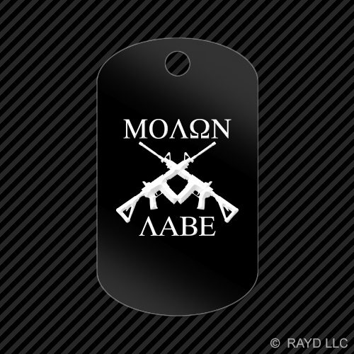 Molon Labe AR15 Crossed Keychain GI dog tag engraved many colors  M16