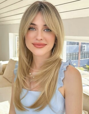 Perruque Courte Blonde Dorée Synthétique - Avec Frange - Bonnet Moyen - Neuf Sans étiquettes