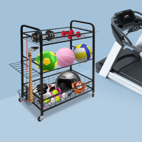 Rolling Ball Storage Rack, Sports Equipment Organizer, Basketball Storage Rack