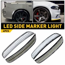 4X LED Side Marker Light Clear Lens White Front+Rear For 2015-2022 Dodge Charger