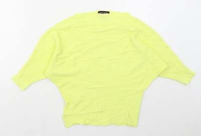 QED London Damen Pullover gelb U-Boot-Ausschnitt Baumwollmischung Größe L