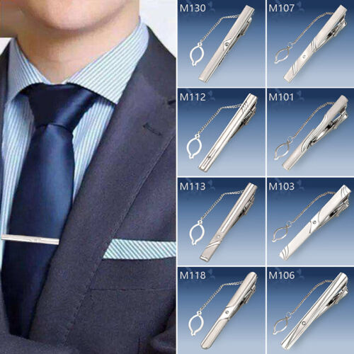 Męska designerska spinka do krawata - spinka do krawata srebrna stal nierdzewna z cyrkonią - Zdjęcie 1 z 43
