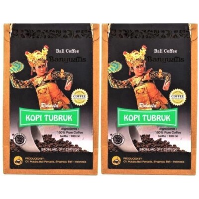 BanyuaTis Indonesia Coffee Robusta Kopi Tubruk Ground Coffee 100g Pack of 2