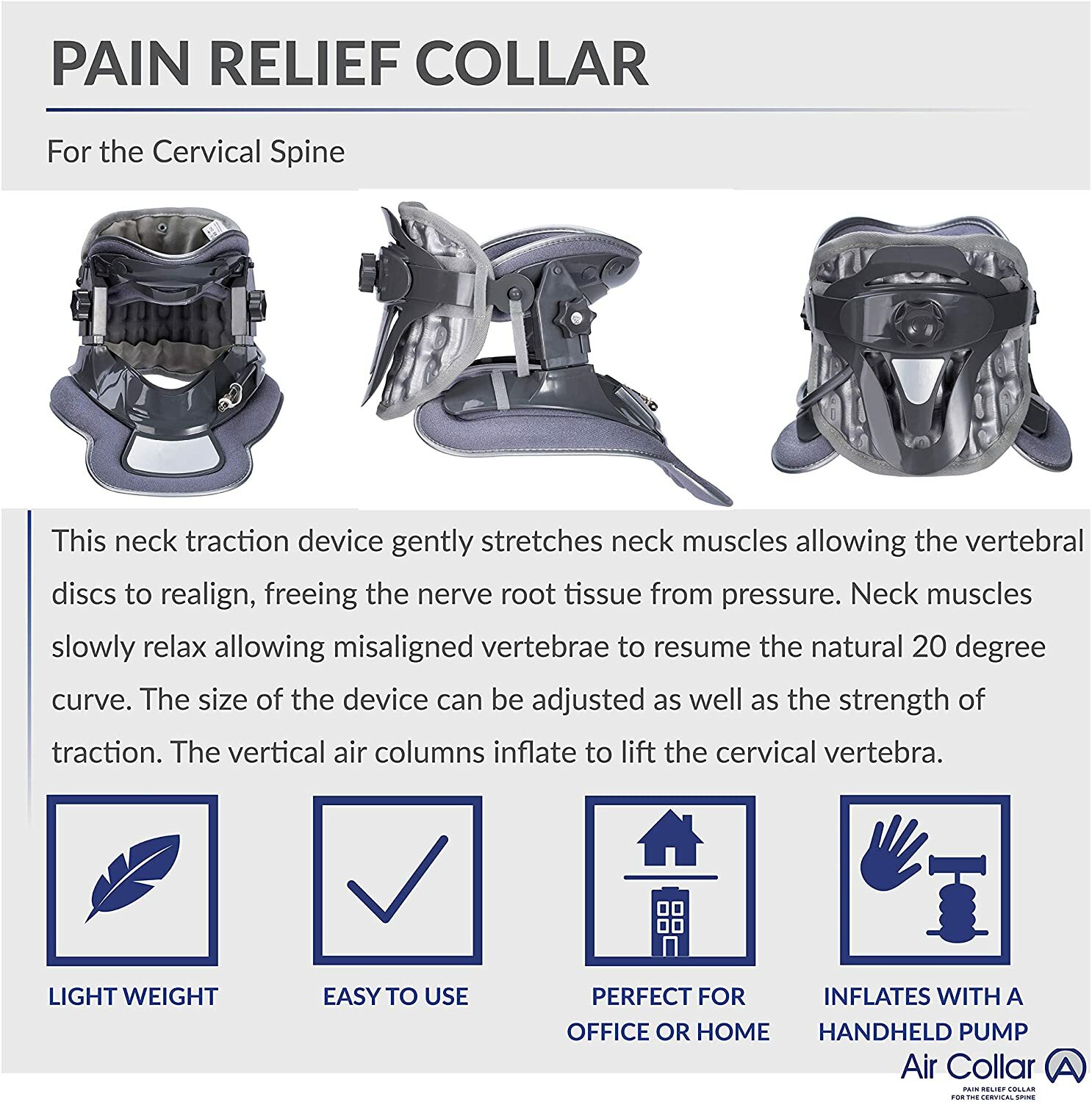 Neck Traction Device by Air Collar Neck Stretcher Cervical Traction