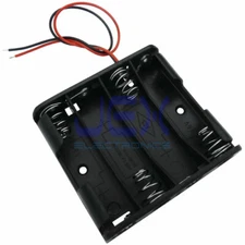 Four/4X AA DIY Flat Battery Holder Case Box 6V Volt PCB Mount Bare Wire Ends