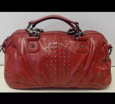 Nine West Red Chain Strap Satchel Crossbody Shoulder Bag Handbag