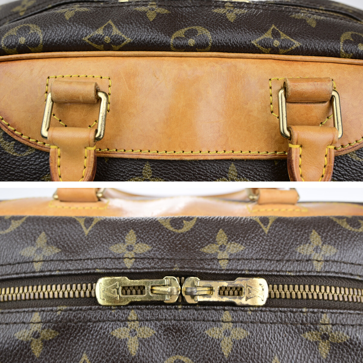 LOUIS VUITTON LV Logo Deauville Hand Bag Monogram Leather