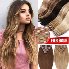 AAA Clip Hair Extensions Blonde Clip In 100 Remy Human Hair Full Head US CHEAP