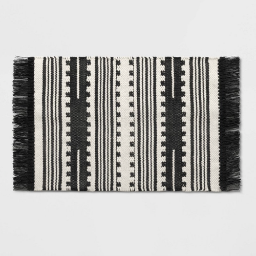 OPALHOUSE Target 2’x3’ Black White Stripe Cotton Wool Sylviidae Woven Accent Rug