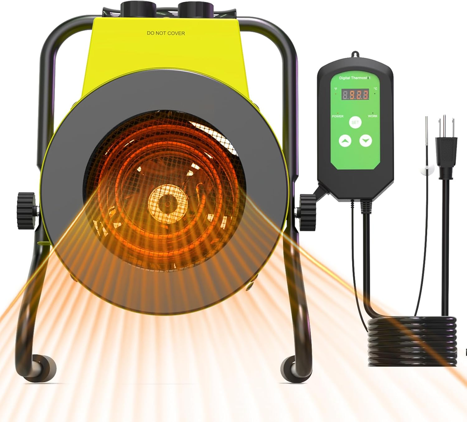 Greenhouse Heater with Digtal Thermostat, Outdoor Patio Heater for Grow