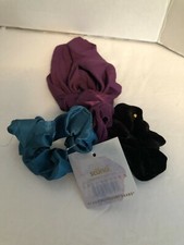 Scrunchie Scunci lot of 3 Teal Purple Black NWT