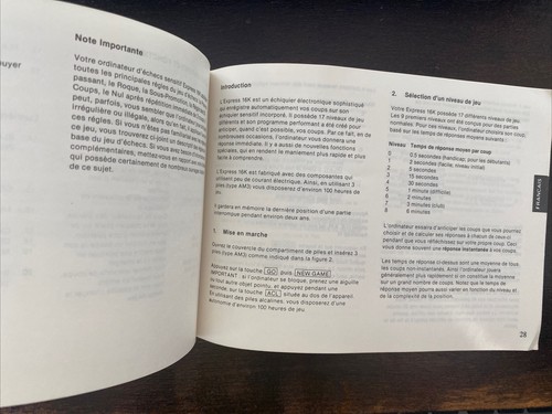 1986 Kasparov Express 16K Schachcomputer ORIGINAL BESITZERHANDBUCH - Bild 2 von 2