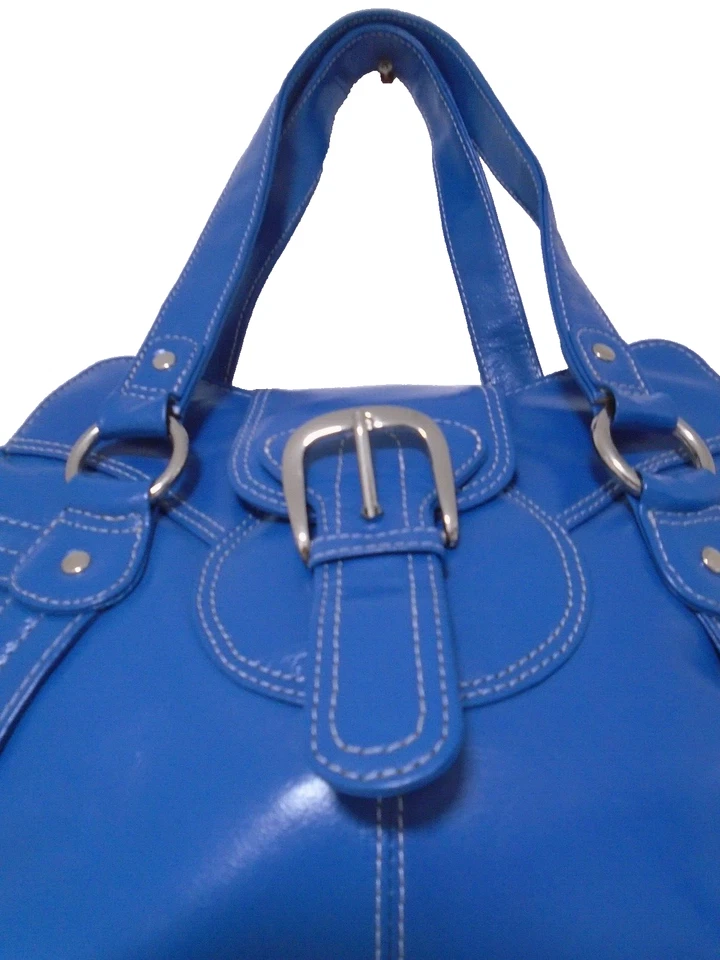 Tommy & Kate Genuine Leather Blue Buckle Magnetic Double Top Handle Handbag NWD - Image 2 of 4