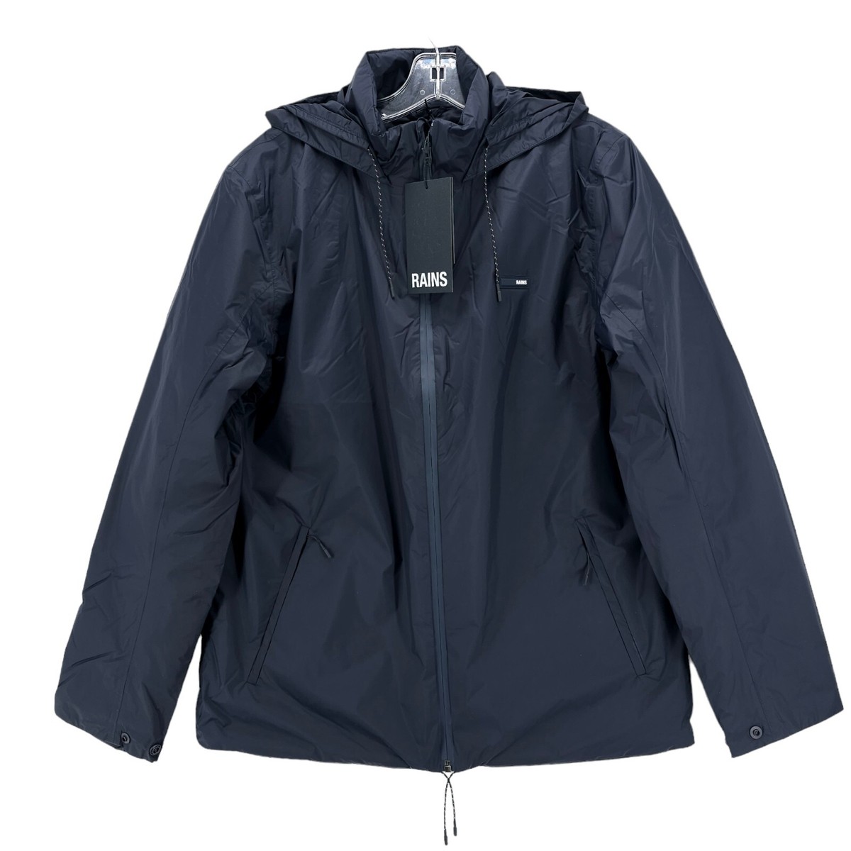 NWT RAINS Padded Nylon Jacket NAVY Lightweight Hooded NWT RAINS Padded Nylon Jacket NAVY Lightweight Hooded
