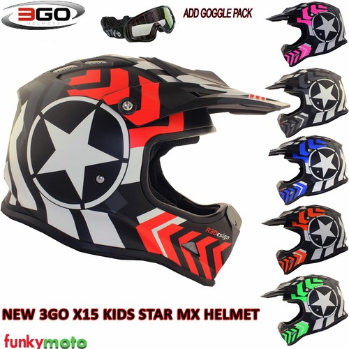 3GO X15 MX CASCO BAMBINI MOTOCROSS FUORISTRADA CASCO MOTO CROSS ENDURO QUAD  BICI | eBay