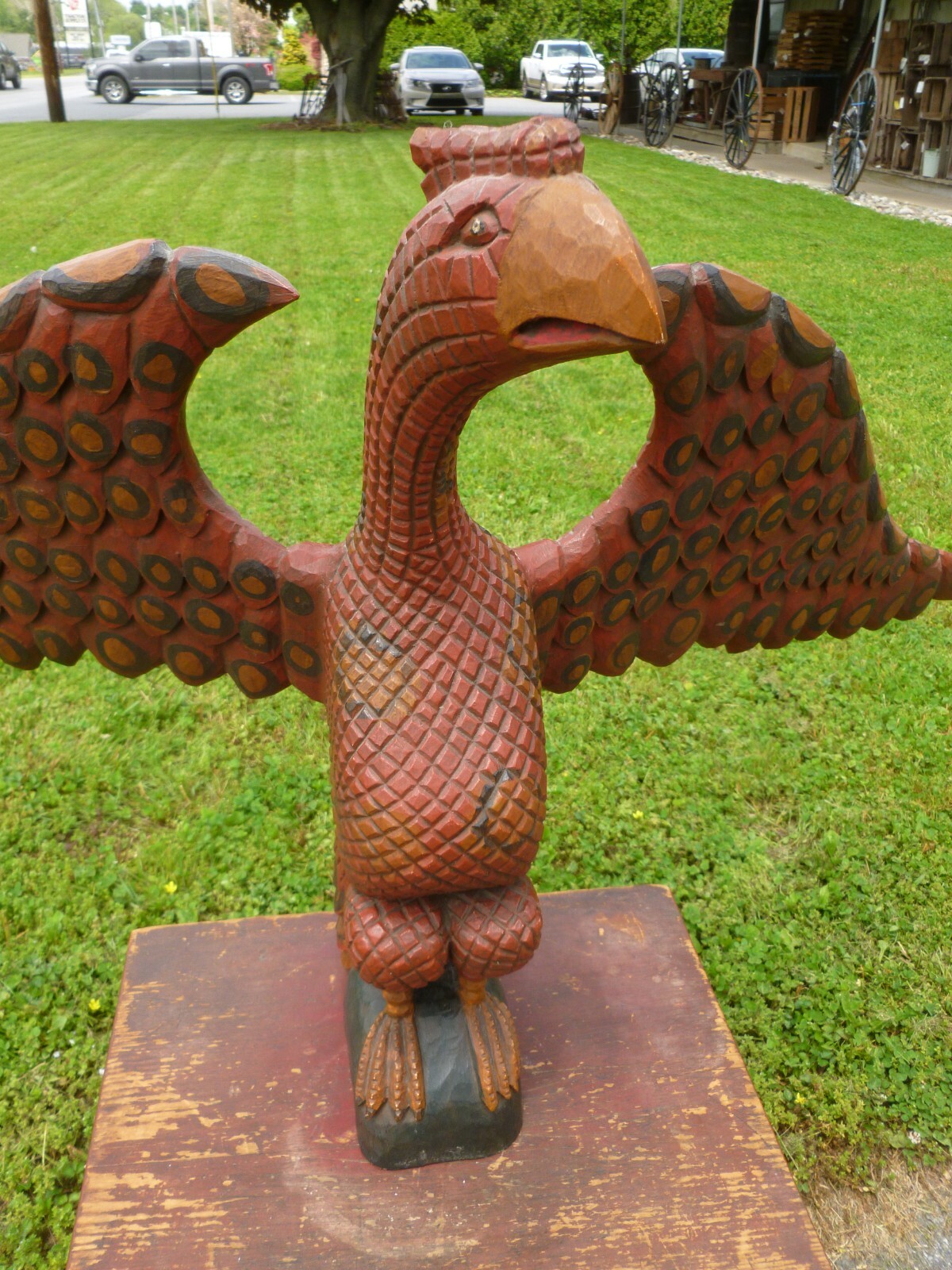 HUGE 1974 Daniel & Barbara Strawser Folk Art Carved Bird / Eagle