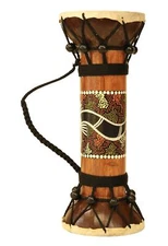 11.5" Wooden Hand Carved Double Sided Drum Djembe African Wood Decor Kids Gift