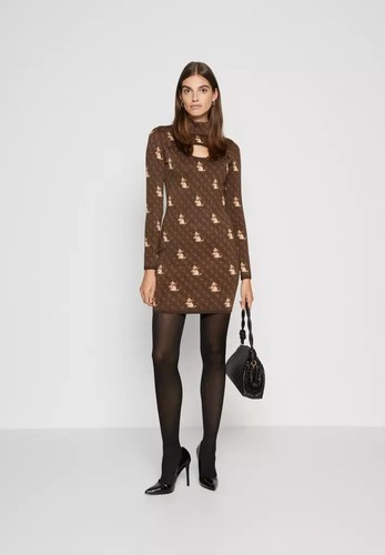 NWT GUESS xBrandalised Jacquard Knit Quattro Kitty Cut Out Sweater Dress XS $158 - Picture 5 of 20
