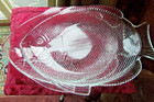 Vintage Glass Seafood Fish Shaped Platters + Matching Plates Oven Proof Made Usa