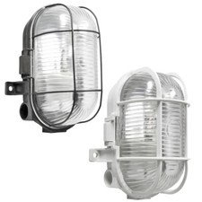 Outdoor Oval Bulkhead Outside Wall Light Security Exterior Lamp Garden Cage IP44