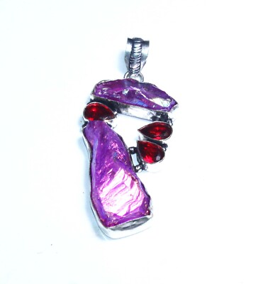 Sun Shine Druzy Hydro Red Garnet Gemstone Handmade Jewelry Pendant Size 3 Inches