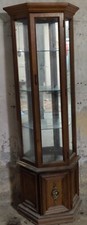 Hollywood Regency Gold Leaf Curio Display Cabinet with Glass Shelves — listing 5